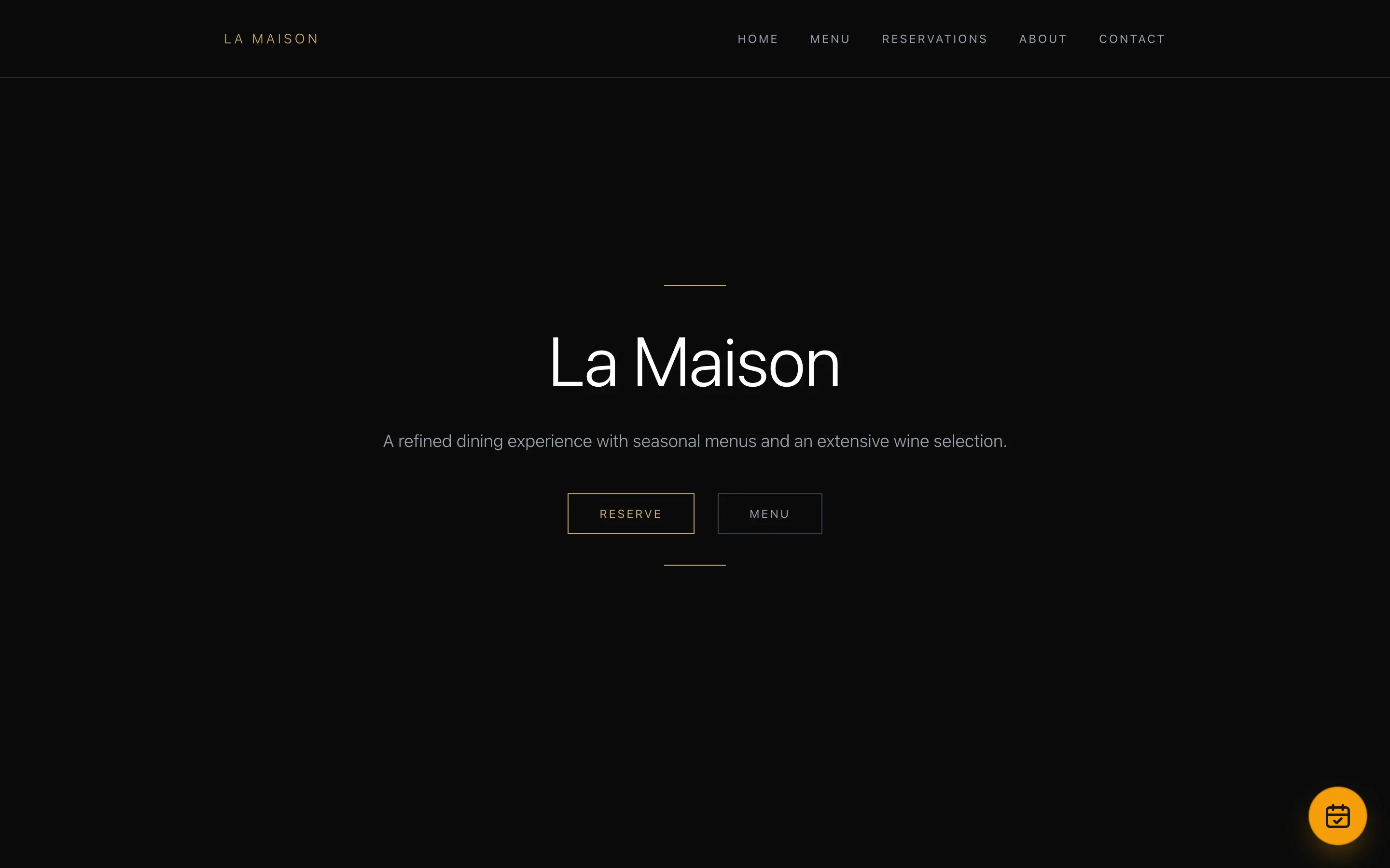 Fine dining restaurant website template